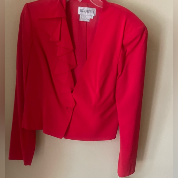 VINTAGE Lipstick Frill Wrap Jacket Blouse - Picture 1 of 8